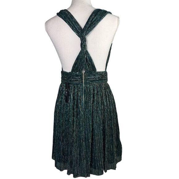 New Lulu’s Ailey Gold Teal Blue Skater Dress Small Party Cocktail - Picture 13 of 16